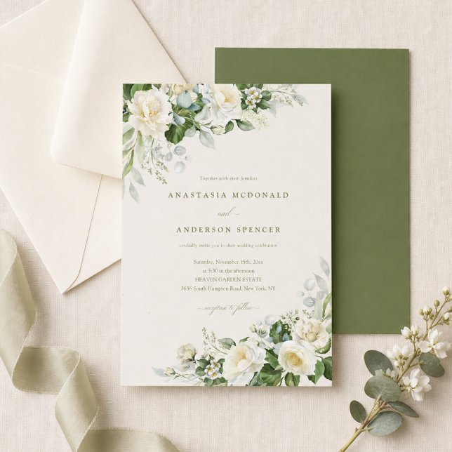 Convite Casamento com Verde Botânico Moderno (Criador carregado)