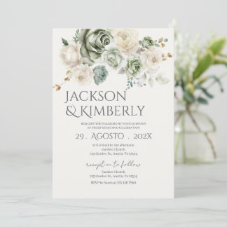 Convite Casamento com verde e flores brancas