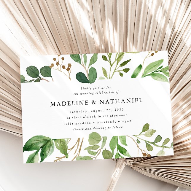 Convite Casamento com Verde em Aquarela (Criador carregado)