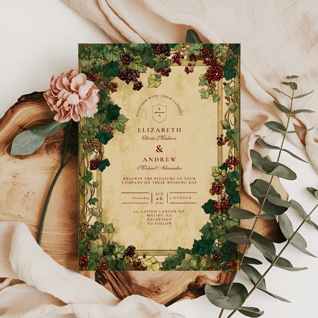 Convite Casamento com Verde Folhagem de Hera Encantada (Criador carregado)
