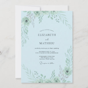 Convite Casamento com Verdejante Azul Pó