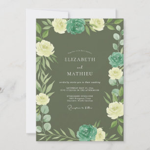 Convite Casamento com Verdura Creme de Musgo