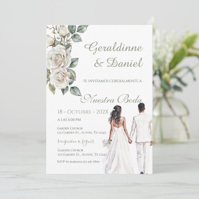 Convite Casamento com Verduras Espanholas (Em pé/Frente)