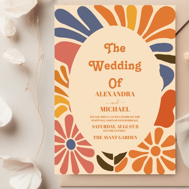 Convite Casamento com Vibrações Divertidas Boho Praia Vint (Criador carregado)
