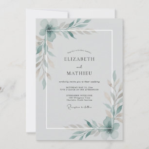 Convite Casamento com Videira de Aço Aqua