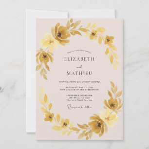 Convite Casamento com Videira de Ocre Dourado