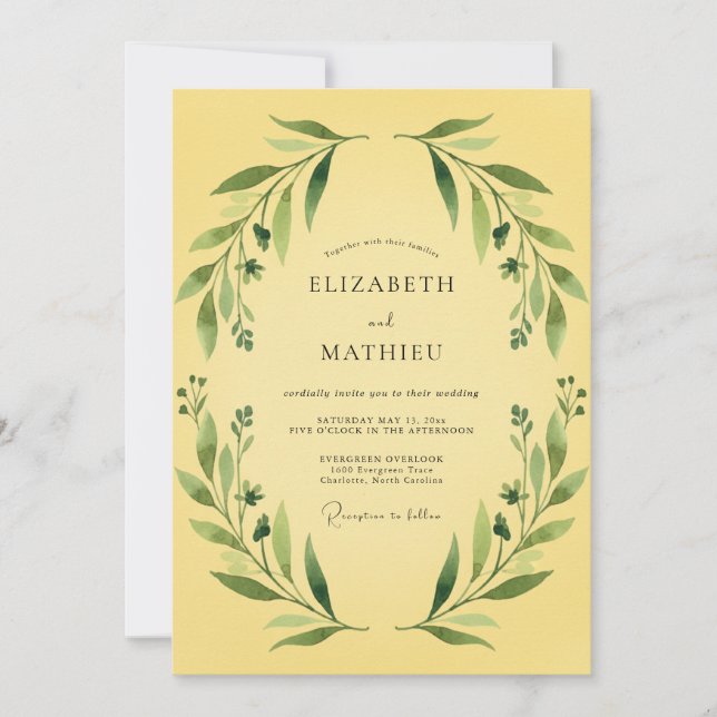 Convite Casamento com Vinha Amarela Manteiga (Frente)