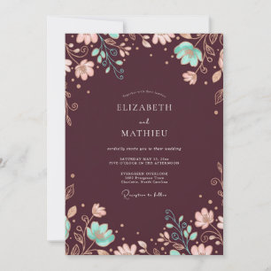 Convite Casamento com Vinha Aquática Borgonha