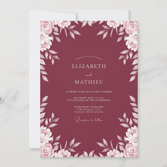 Convite Casamento com Vinha Borgonha (Frente)