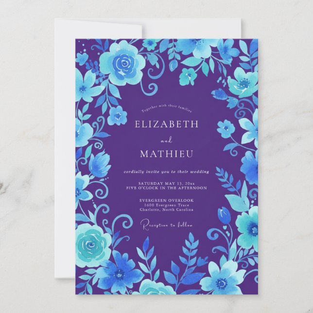 Convite Casamento com Vinha Ciano Violeta (Frente)