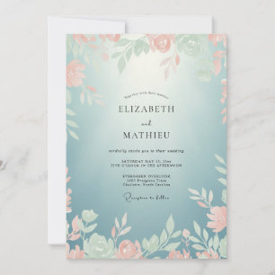 Convite Casamento com Vinha Coral Aqua