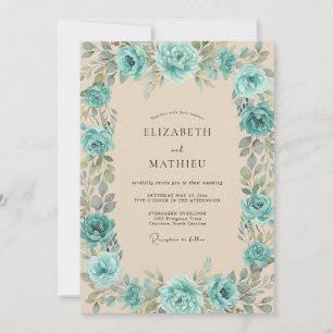 Convite Casamento com Vinha de Água Teal
