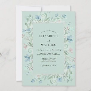 Convite Casamento com Vinha de Aquarela Aqua