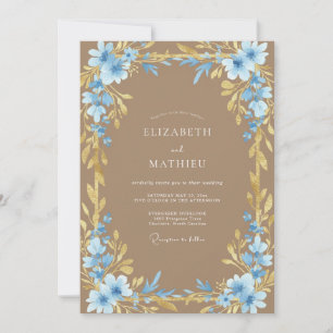 Convite Casamento com Vinha de Areia Azul