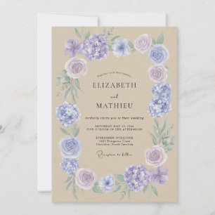 Convite Casamento com Vinha de Bege e Periwinkle