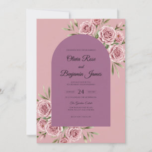 Convite Casamento com Vinha de Bege Rosa