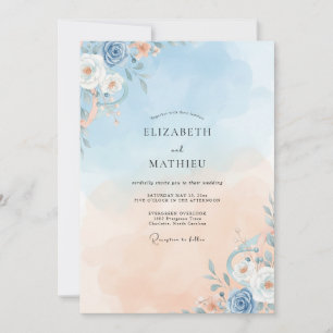 Convite Casamento com Vinha de Champanhe Azul