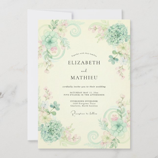 Convite Casamento com Vinha de Champanhe com Creme (Frente)