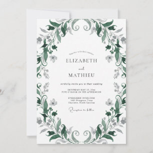 Convite Casamento com Vinha de Esmeralda Escura