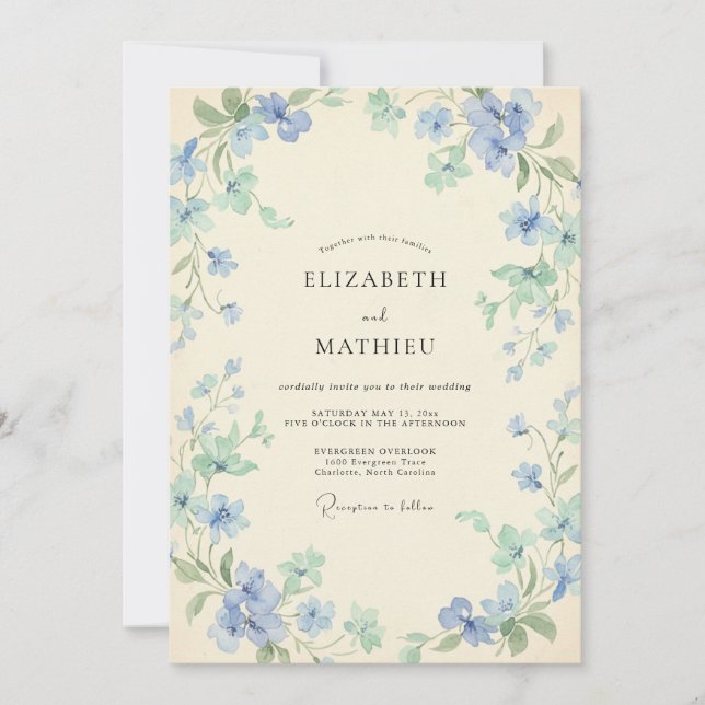 Convite Casamento com Vinha de Hortelã Cerúlea (Frente)