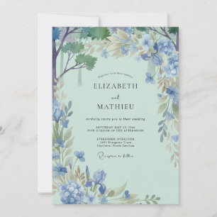 Convite Casamento com Vinha de Hortelã e Periwinkle