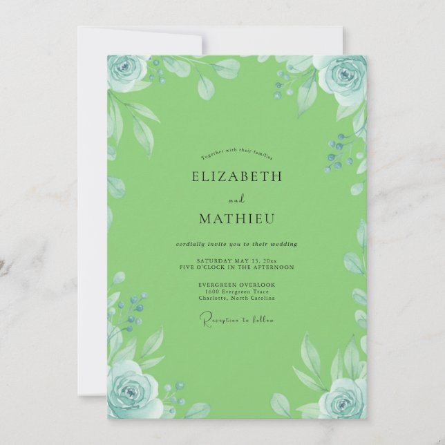 Convite Casamento com Vinha de Hortelã Lima (Frente)