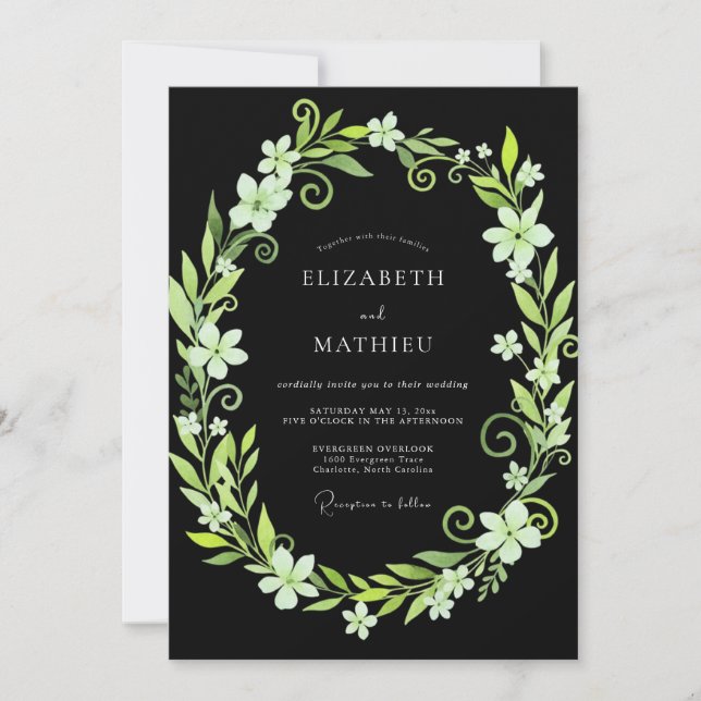 Convite Casamento com Vinha de Lima Preta (Frente)
