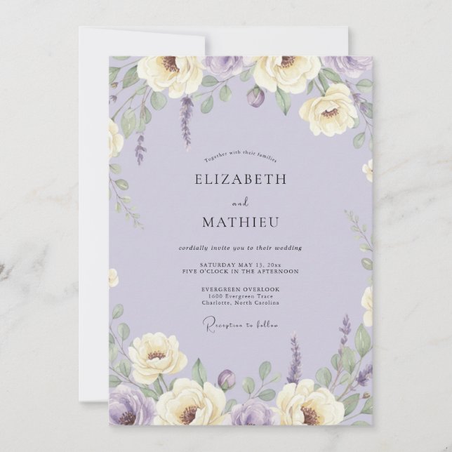 Convite Casamento com Vinha de Marfim e Ametista (Frente)