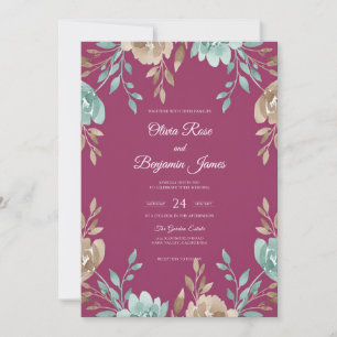 Convite Casamento com Vinha de Ouro de Framboesa