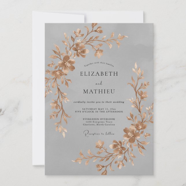 Convite Casamento com Vinha de Ouro em Aço (Frente)