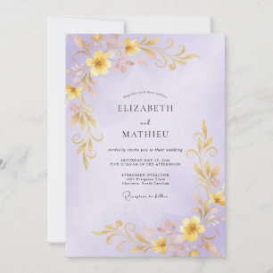 Convite Casamento com Vinha de Ouro Lilás