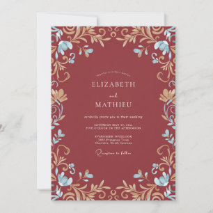 Convite Casamento com Vinha de Ouro Macio Terracota