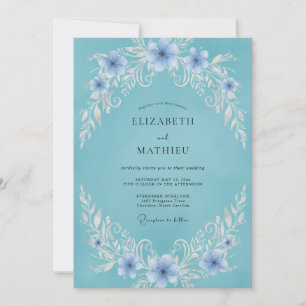 Convite Casamento com Vinha de Periwinkle Aqua