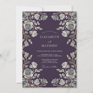 Convite Casamento com Vinha de Prata e Ameixa