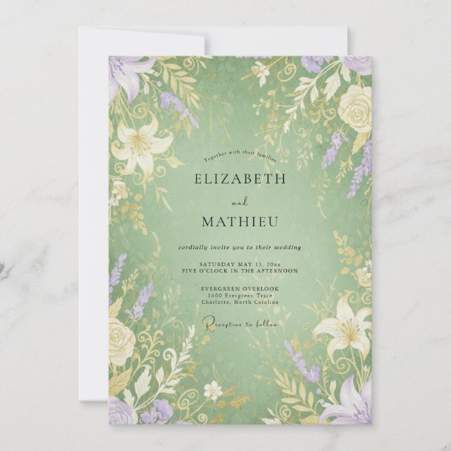 Convite Casamento com Vinha de Safira e Âmbar (Frente)