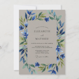 Convite Casamento com Vinha de Taupe e Periwinkle