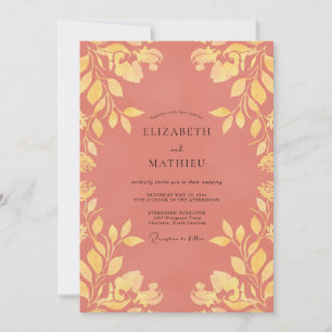 Convite Casamento com Vinha Dourada de Terracota