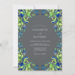 Convite Casamento com Vinha em Chartreuse de Carvão