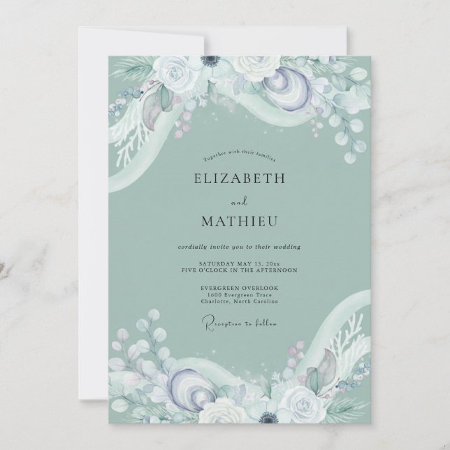 Convite Casamento com Vinha Etérea de Espuma do Mar (Frente)