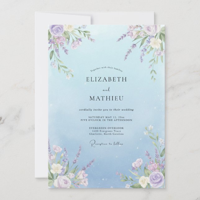 Convite Casamento com Vinha Lilás no Céu (Frente)