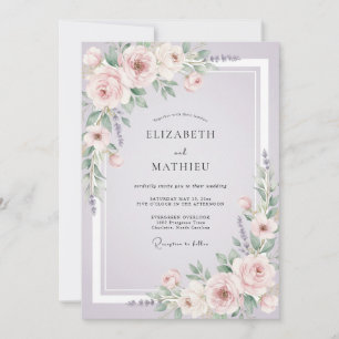 Convite Casamento com Vinha Lilás Rosado