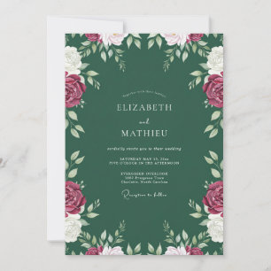 Convite Casamento com Vinha Magenta Esmeralda