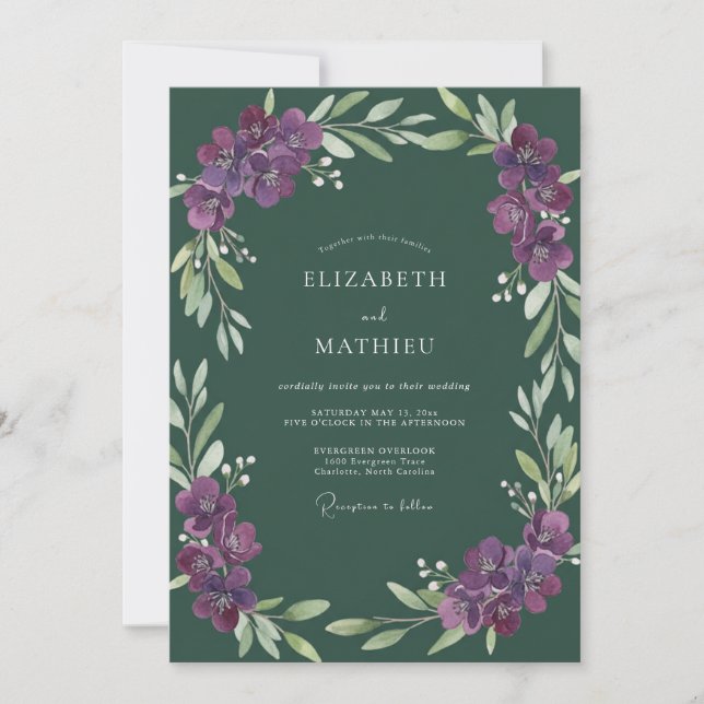 Convite Casamento com Vinha na Floresta de Ámbar (Frente)