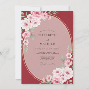 Convite Casamento com Vinha Pintada de Carmesim