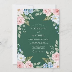 Convite Casamento com Vinha Pintada de Musgo Cor-de-Rosa