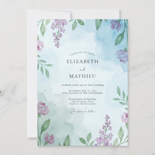 Convite Casamento com Vinha Roxa Azulada (Frente)