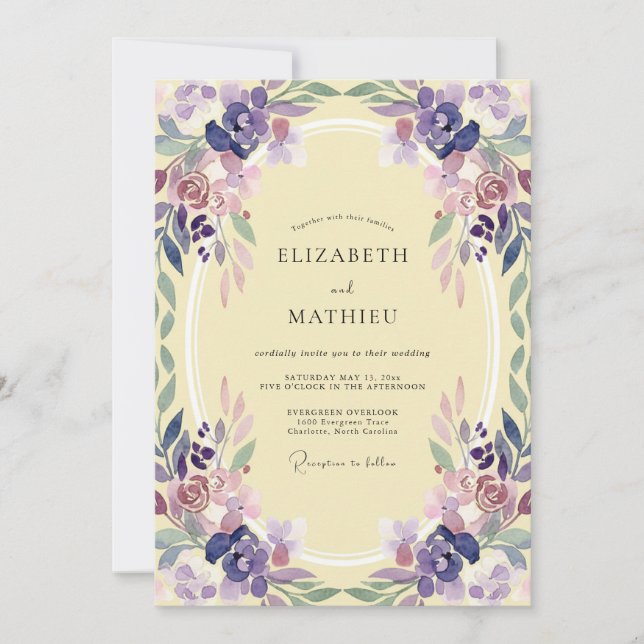 Convite Casamento com Vinha Roxa Violeta (Frente)