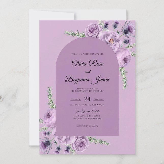 Convite Casamento com Vinha Violeta (Frente)