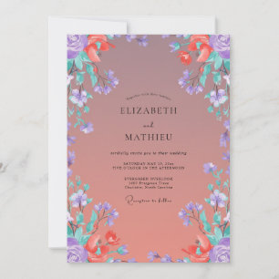 Convite Casamento com Vinha Violeta Coral