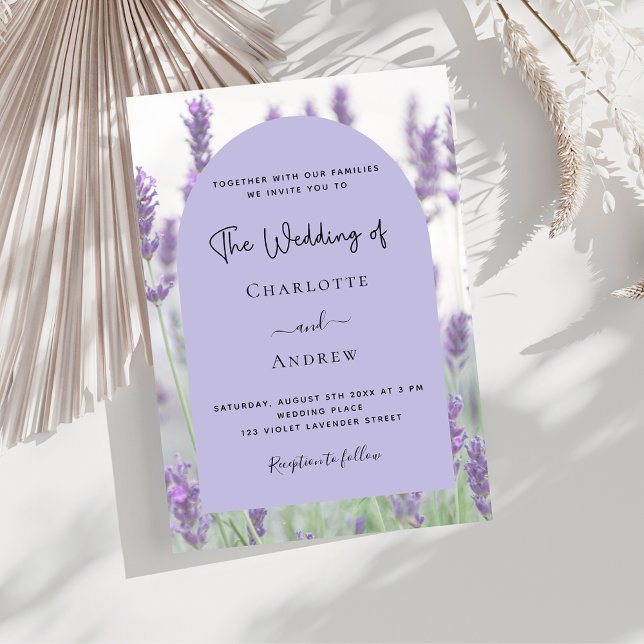 Convite Casamento com violeta de lavanda floral (Criador carregado)